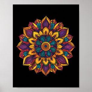 Sacred Lotus Mandala Boho Yoga Meditation Harmony Poster