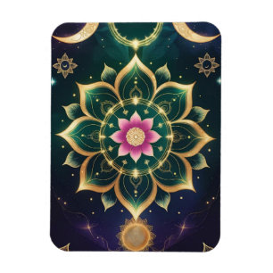 Sacred Lotus Moon Mandala – Celestial Aura Magnet