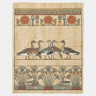 Sacred Meidum Geese & Nile Lotus Ancient Egyptian Fleece Blanket