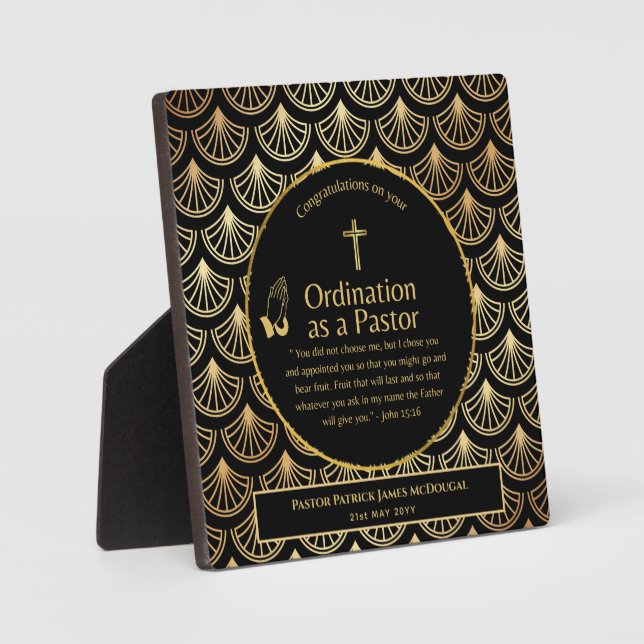 Sacred Newly Ordained Pastor Bible Verse Custom Plaque (Front)