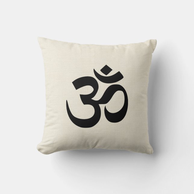 Sacred Om in cream Throw Pillow (Front)