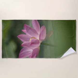 Sacred Pink Lotus Blossom - Serene Zen Art for Med Beach Towel