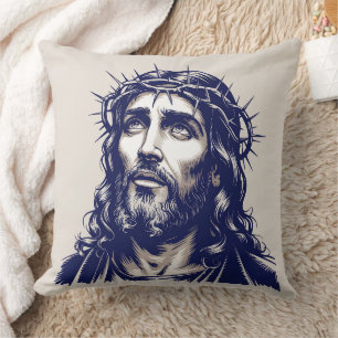 Sacred Portrait of Jesus – Vintage Art Pillow