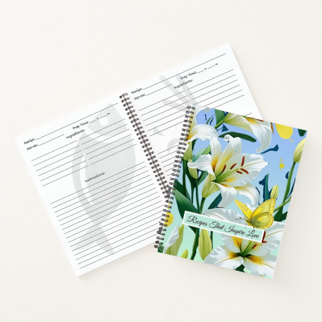 Sacred Recipe Journal White Lily Yellow Butterfly (Inside)