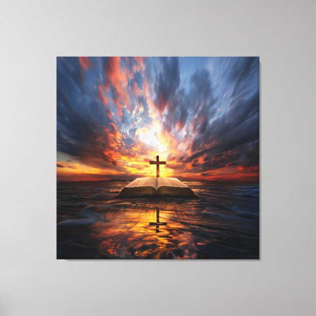 Sacred religious cross artwork for peaceful spaces canvas print (Front)