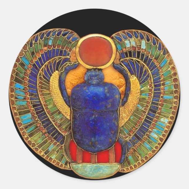 Sacred Scarab of Ancient Egypt Classic Round Sticker (Front)