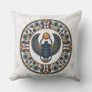 Sacred Scarab of Khepri: Symbol of Rebirth Throw Pillow