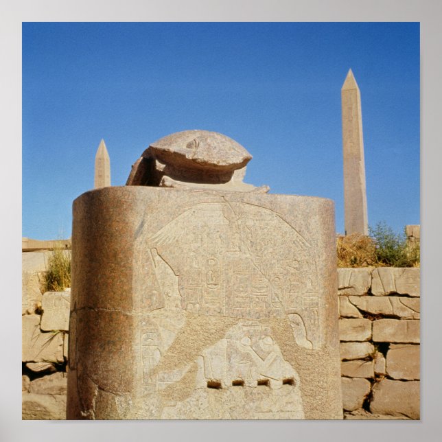 Sacred scarab statue in the Temple of Amun Poster (Front)
