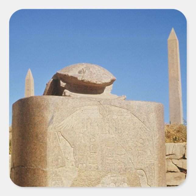 Sacred scarab statue in the Temple of Amun Square Sticker (Front)