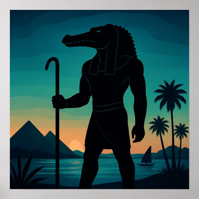 Sacred Sobek Nile Guardian Pyramids Poster (Front)