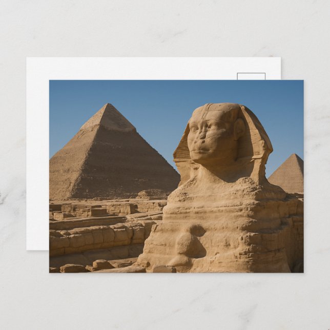 Sacred Sphinx Divine Postcard Giza Pyramids (Front/Back)