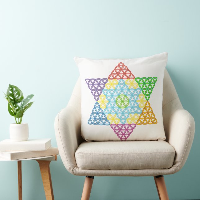 Sacred Star - Star Of Life, 04/3D-CF. Throw Pillow (Chair)