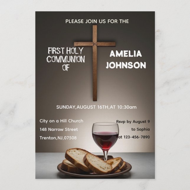 Sacred Supper First Holy Communion Invite (Front)