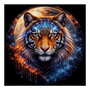 Sacred Tiger – Cosmic Balance   Mystical Tiger Fan Poster