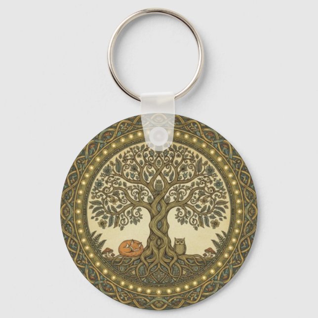 Sacred Tree of Life Celtic Art Keychain (Front)