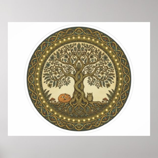 Sacred Tree of Life Celtic Art Poster (Front)