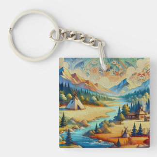 Sacred Valley - Native American Tribal Landscape Keychain