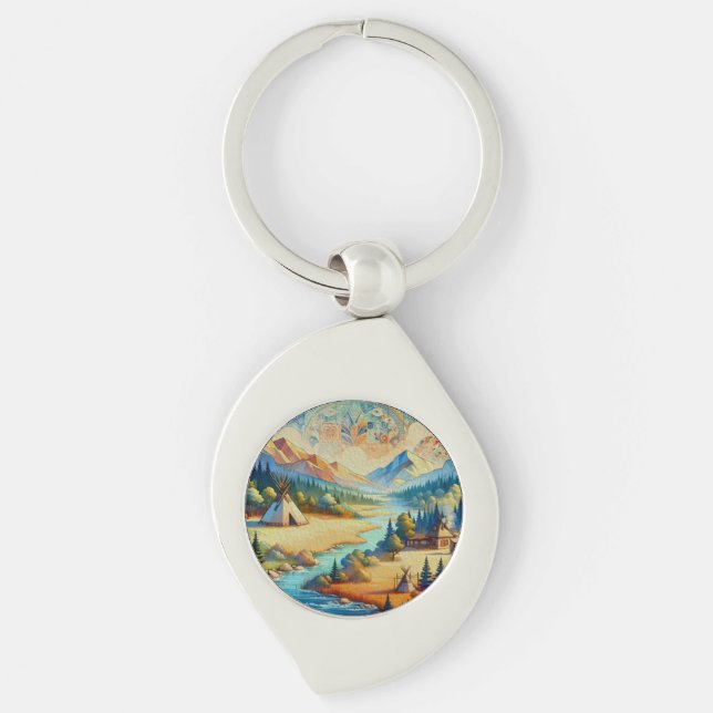 Sacred Valley - Native American Tribal Landscape Keychain (Front)