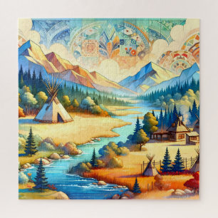 Sacred Valley Symbolic Landscape Composition Jigsaw Puzzle