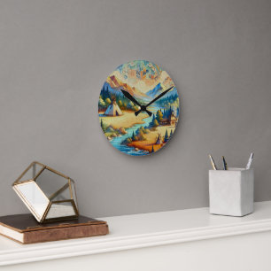 Sacred Valley Timeless Symbolic Landscape Round Clock