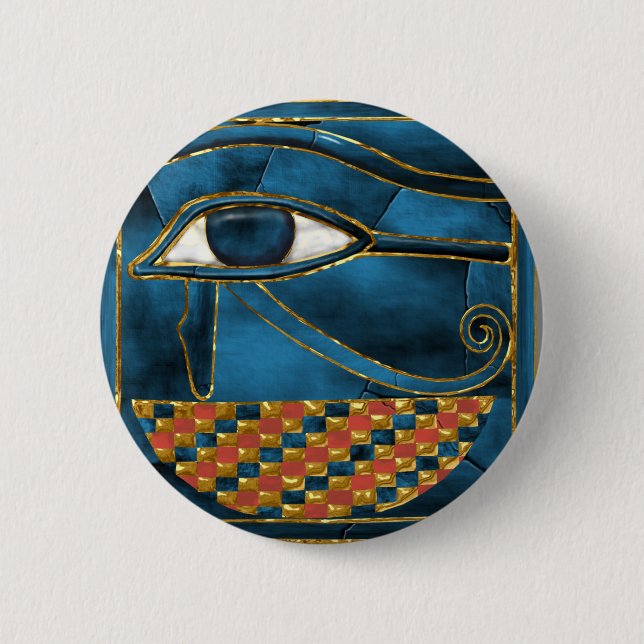 Sacred Wedjat Eye of Horus 2 Inch Round Button (Front)