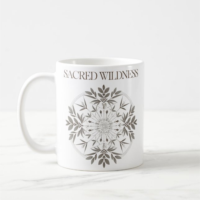 Sacred Wildness Botanical Mandala Art Coffee Mug (Left)