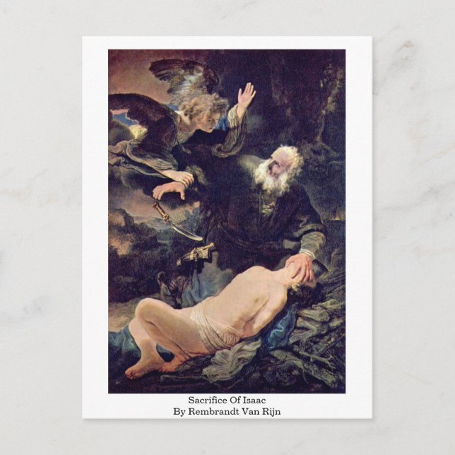 Sacrifice Of Isaac By Rembrandt Van Rijn Postcard (Front)