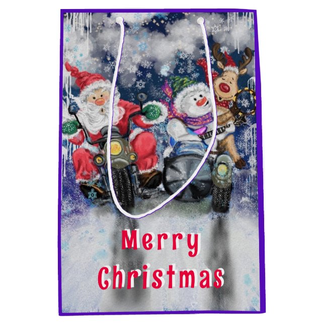 Sacs cadeau de Noël amusant avec des amis heureux (Devant)