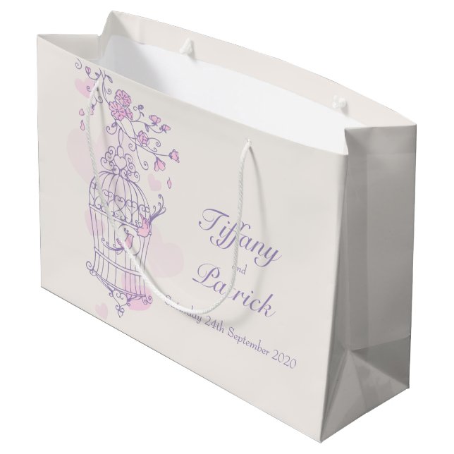 Sacs cadeau inséparables bleu mariage cage à oisea (Dos Angle)