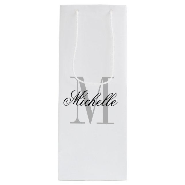Sacs cadeau monogramme chic bouteille de vin perso (Devant)