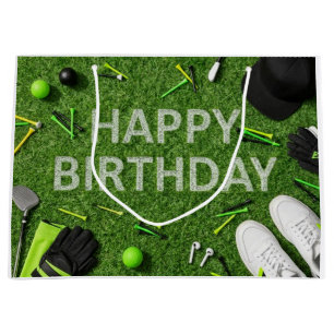 Sacs Cadeaux Golfe Joyeux Anniversaire sur Vert Gr
