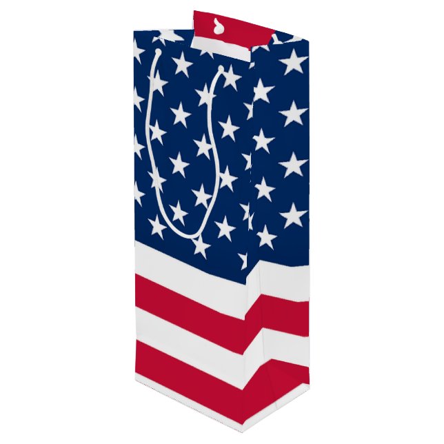 Sacs Cadeaux Vin Drapeau Américain (Dos Angle)