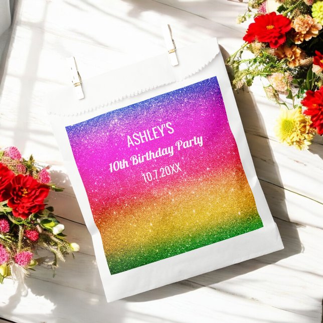 Sacs de Faveur Arc-en-Ciel Paillettes Rose Jaune V (Créateur téléchargé)