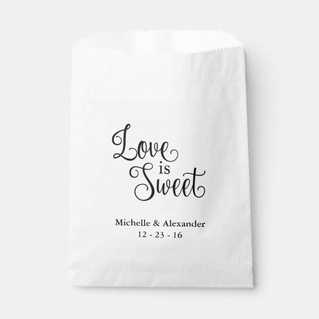 Sacs de faveur de mariage - L'amour est doux (Devant)