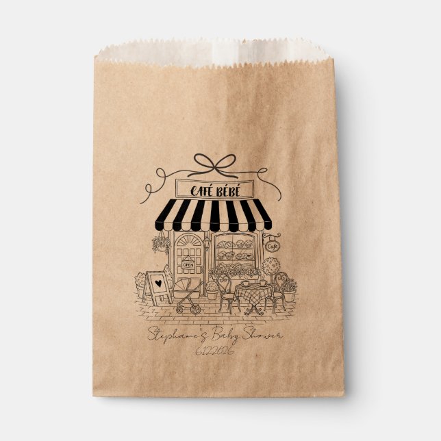 Sacs de Faveurs en Papier Kraft Cafe Bebe – Lot de (Devant)