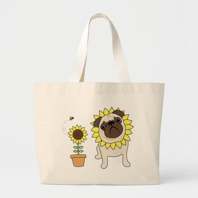 Sacs fourre-tout de Carlins de tournesol adorables (Devant)