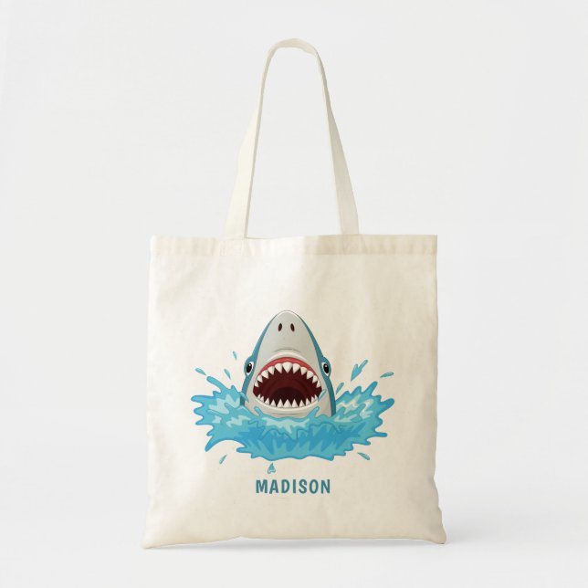 Sacs fourre-tout de nom personnalisé Funny Shark (Devant)