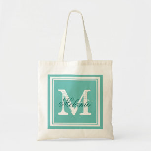 Sacs fourre-tout turquoise bleu à monogramme pour