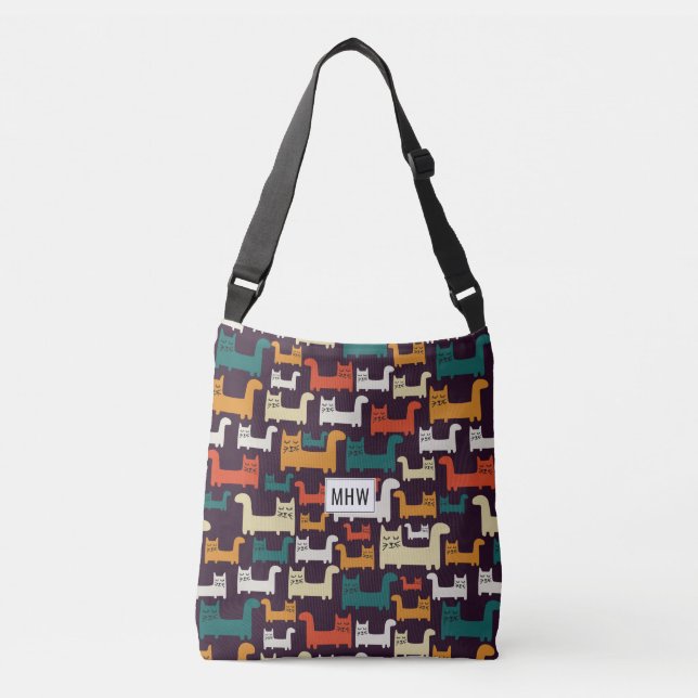 Sacs monogramme personnalisés Motif chats (Devant)