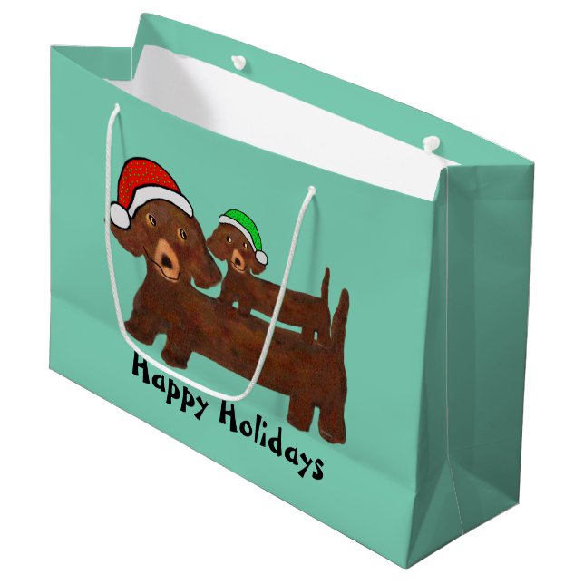Sacs ornés de cadeau de teckels (Devant Angle)