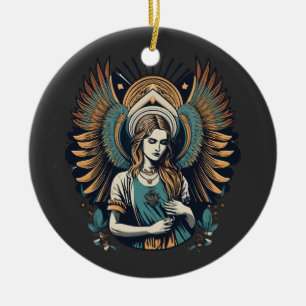 Sad Angel in Heaven Ceramic Ornament