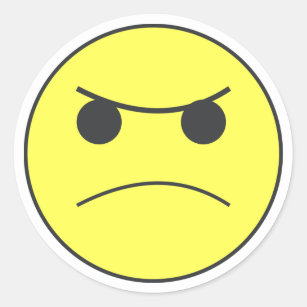 Sad Angry Face Emoticon Mood Classic Round Sticker
