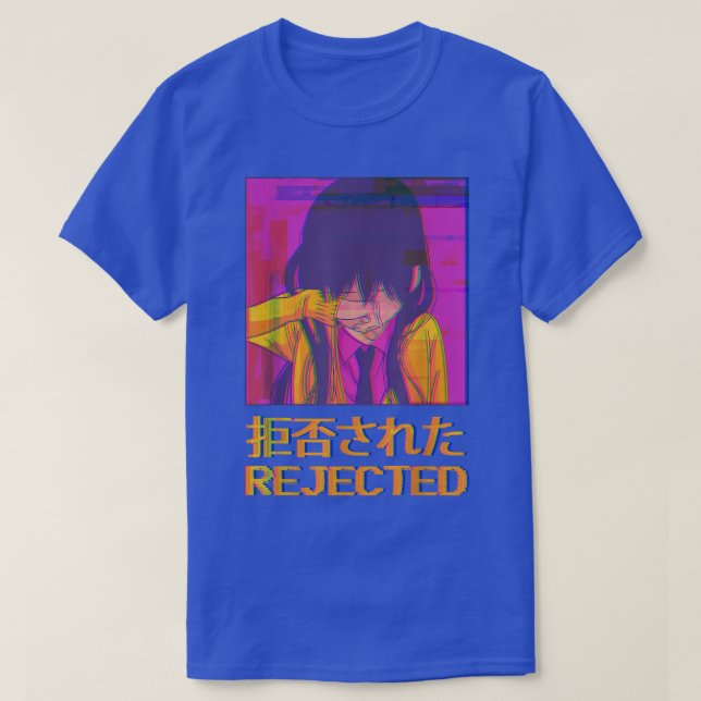 Sad Anime Girl Emo Japanese Vaporwave Aesthetic Re T-Shirt (Design Front)