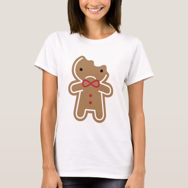 Sad Bitten Kawaii Gingerbread Man T-Shirt (Front)
