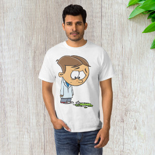 Sad Boy Scientist with Broken Experiment T-Shirt