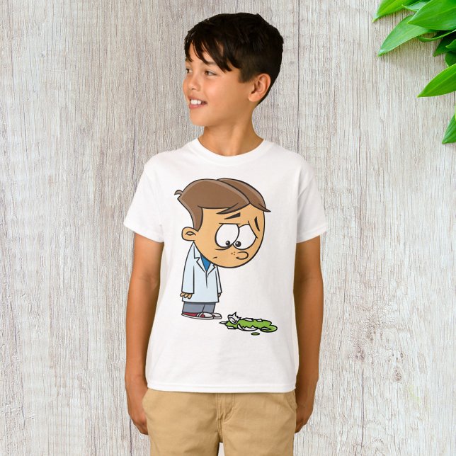 Sad Boy Scientist with Broken Experiment T-Shirt (Creator Uploaded)
