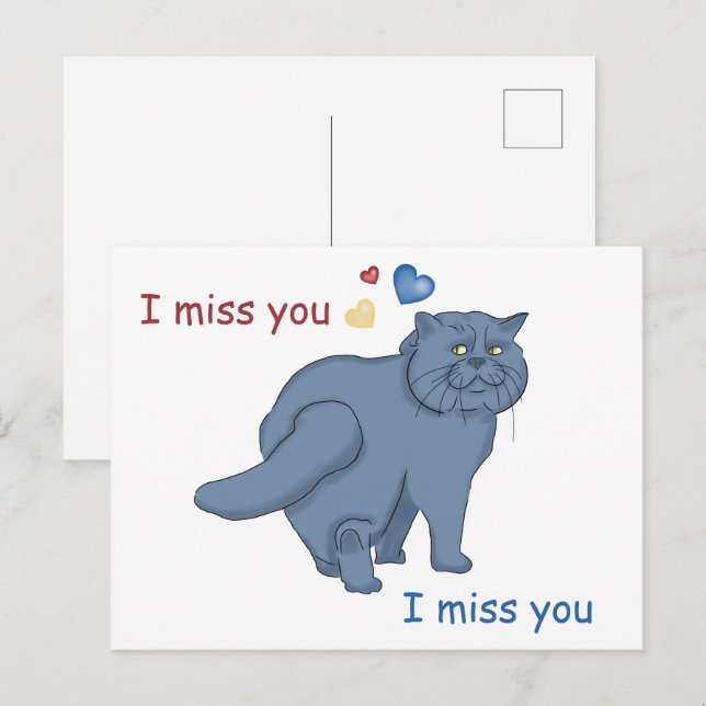 Sad British cat. I miss you Postcard (Front/Back)