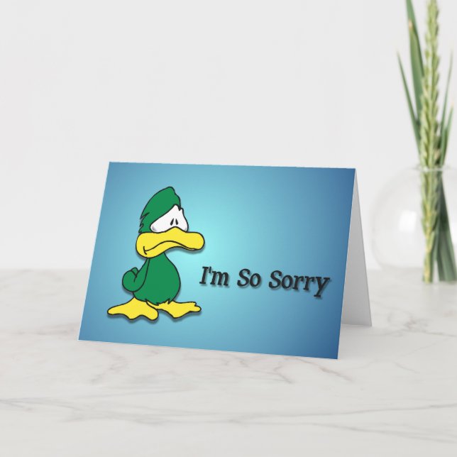 Sad Cartoon Duck-I'm Sorry Card (Front)