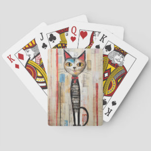 Sad Cat Large Eyes Painted  Playing Cards
