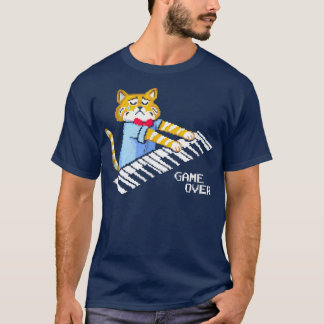 Sad Cat playing keyboard Game Over  T-Shirt
